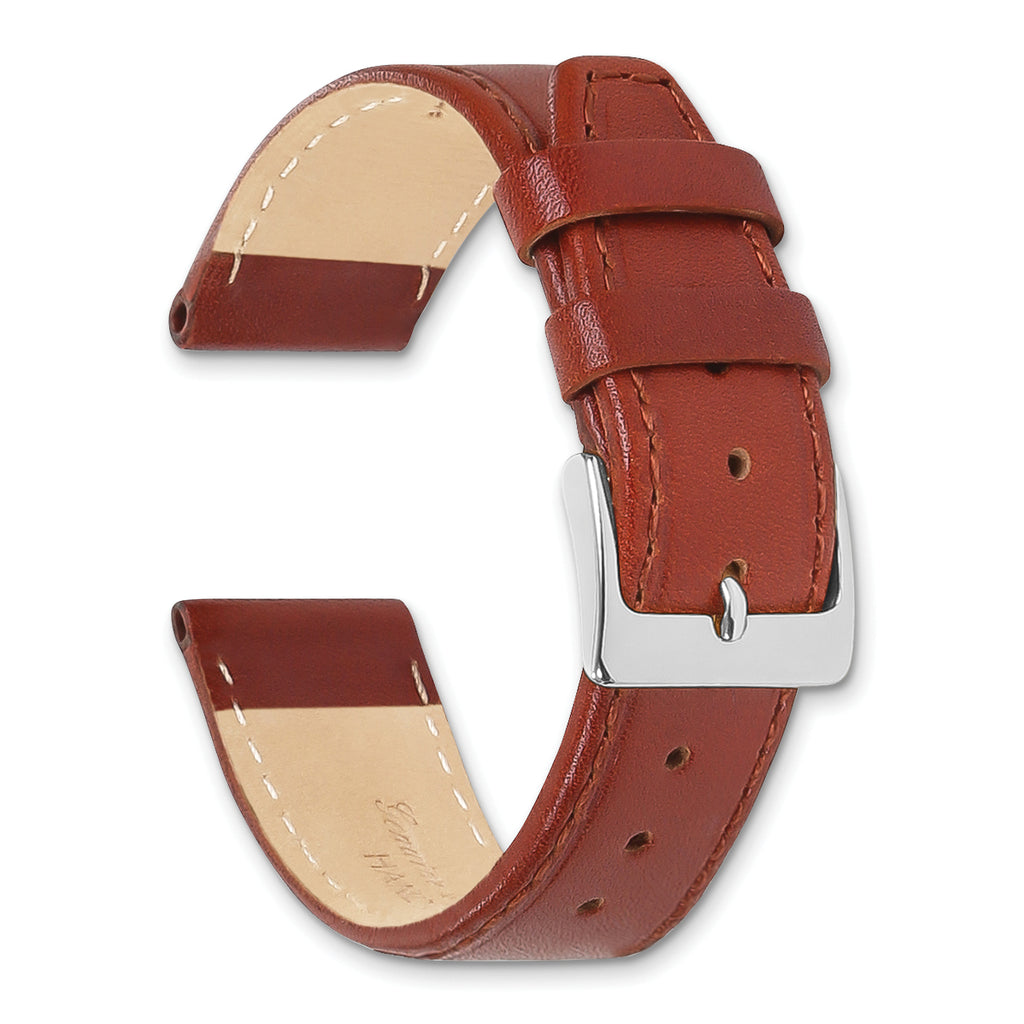 16mm Havana Brown Genuine Calf Leather with Silver-tone Buckle 7.5 inch Watch Band