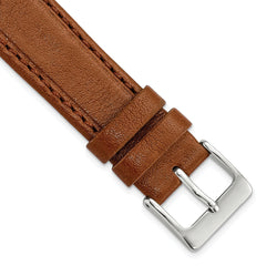 18mm Havana Brown Genuine Calf Leather with Silver-tone Buckle 7.5 inch Watch Band