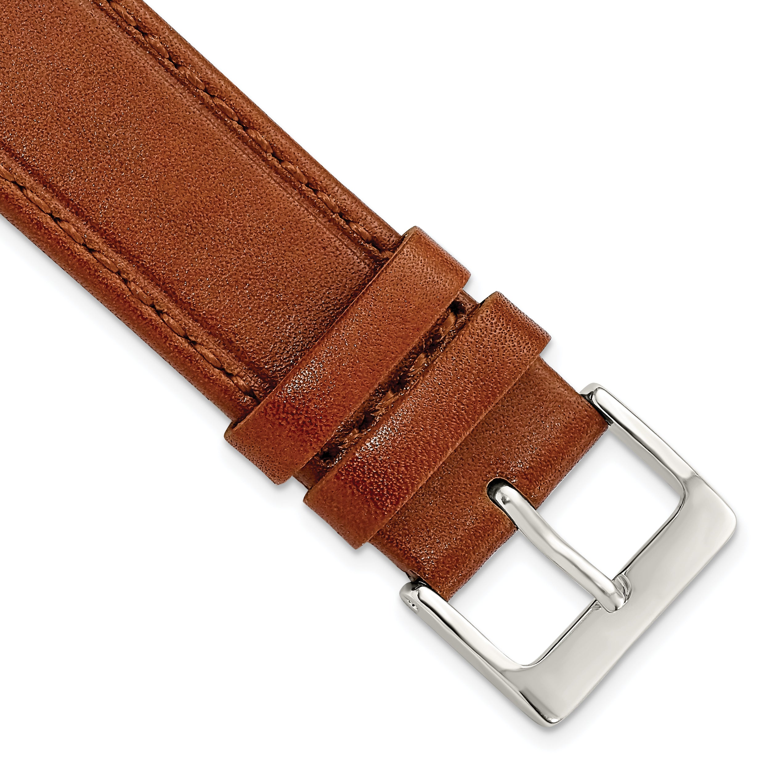 19mm Havana Brown Genuine Calf Leather with Silver-tone Buckle 7.5 inch Watch Band