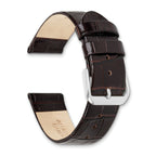 14mm Dark Brown Flat Alligator Grain Leather with Silver-tone Buckle 7.5 inch Watch Band - Sophia Jewelers