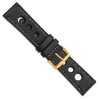 Studded Grand Prix Black Watch Band in Leather, Matte - Sophia Jewelers