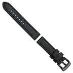 20mm Black Carbon Fiber Leather with Black PVD-plated Panerai Style Buckle 7.75 inch Watch Band