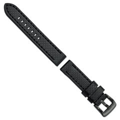 20mm Black Carbon Fiber Leather with Black PVD-plated Panerai Style Buckle 7.75 inch Watch Band