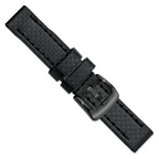 20mm Black Carbon Fiber Leather with Black PVD-plated Panerai Style Buckle 7.75 inch Watch Band