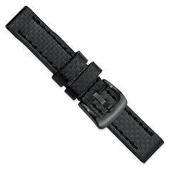 20mm Black Carbon Fiber Leather with Black PVD-plated Panerai Style Buckle 7.75 inch Watch Band