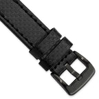 Carbon Fiber Watch Band in Black Leather, 24mm