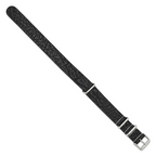 18mm Black Military Style Distressed Leather 1-Piece with Silver-tone Buckle 11 inch Watch Band