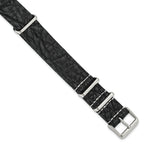 Military-Style Distressed Leather Watch Band in Black, 18mm
