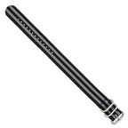 Military Ballistic Watch Band in Black & Grey Striped Nylon, 22mm - Sophia Jewelers