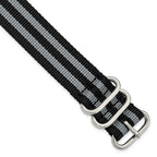 Military Ballistic Watch Band in Black & Grey Striped Nylon, 22mm - Sophia Jewelers