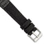 18mm Black Nylon Canvas with Leather Trim and Silver-tone Panerai Style Buckle 7.75 inch Watch Band - Sophia Jewelers