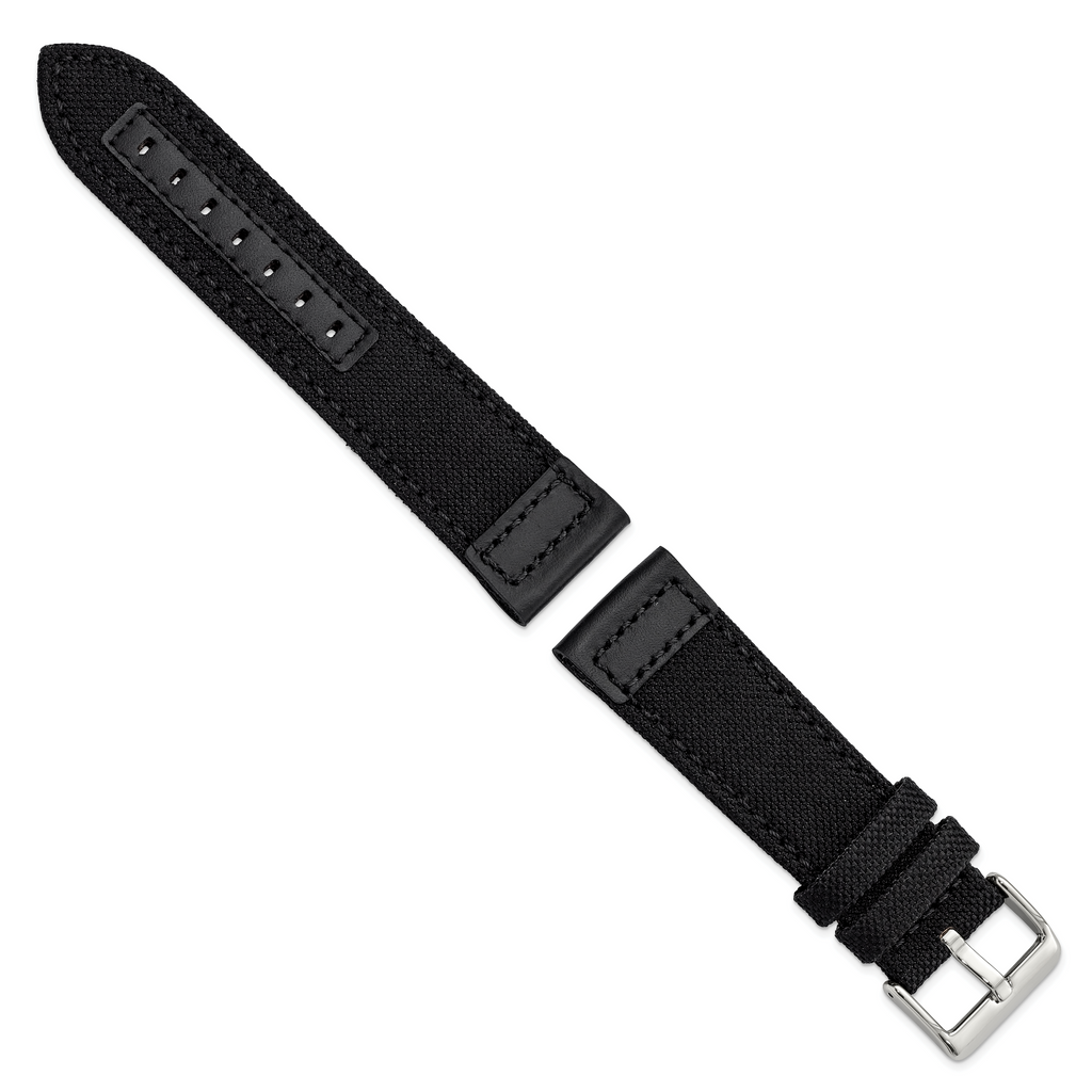 Black Nylon Watch Band with Silver-Tone Buckle 24mm