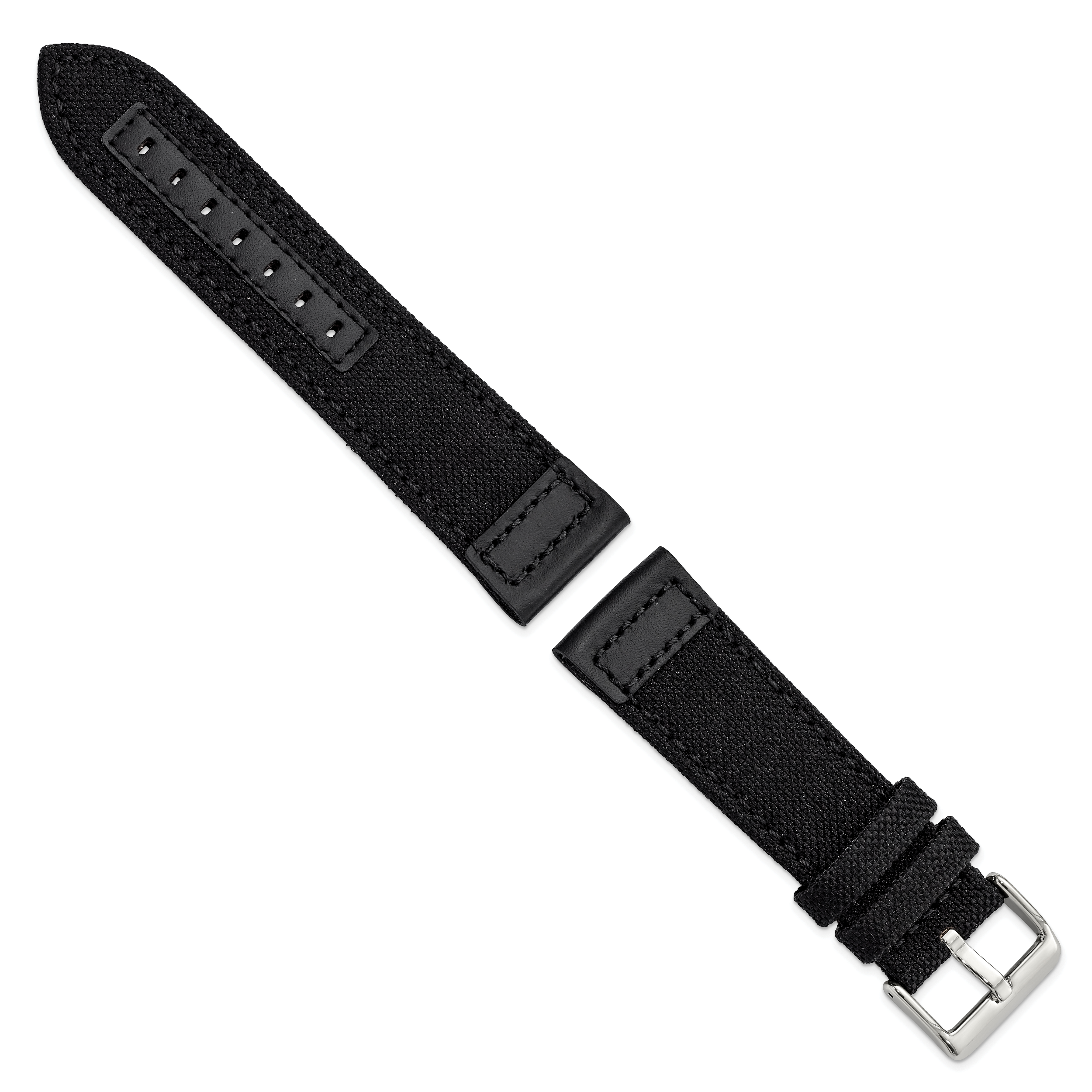 Black Nylon Watch Band with Silver-Tone Buckle 24mm