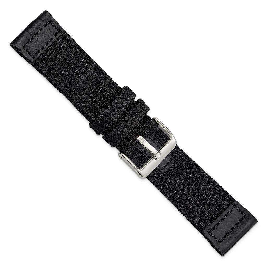 Black Nylon Watch Band with Silver-Tone Buckle 24mm