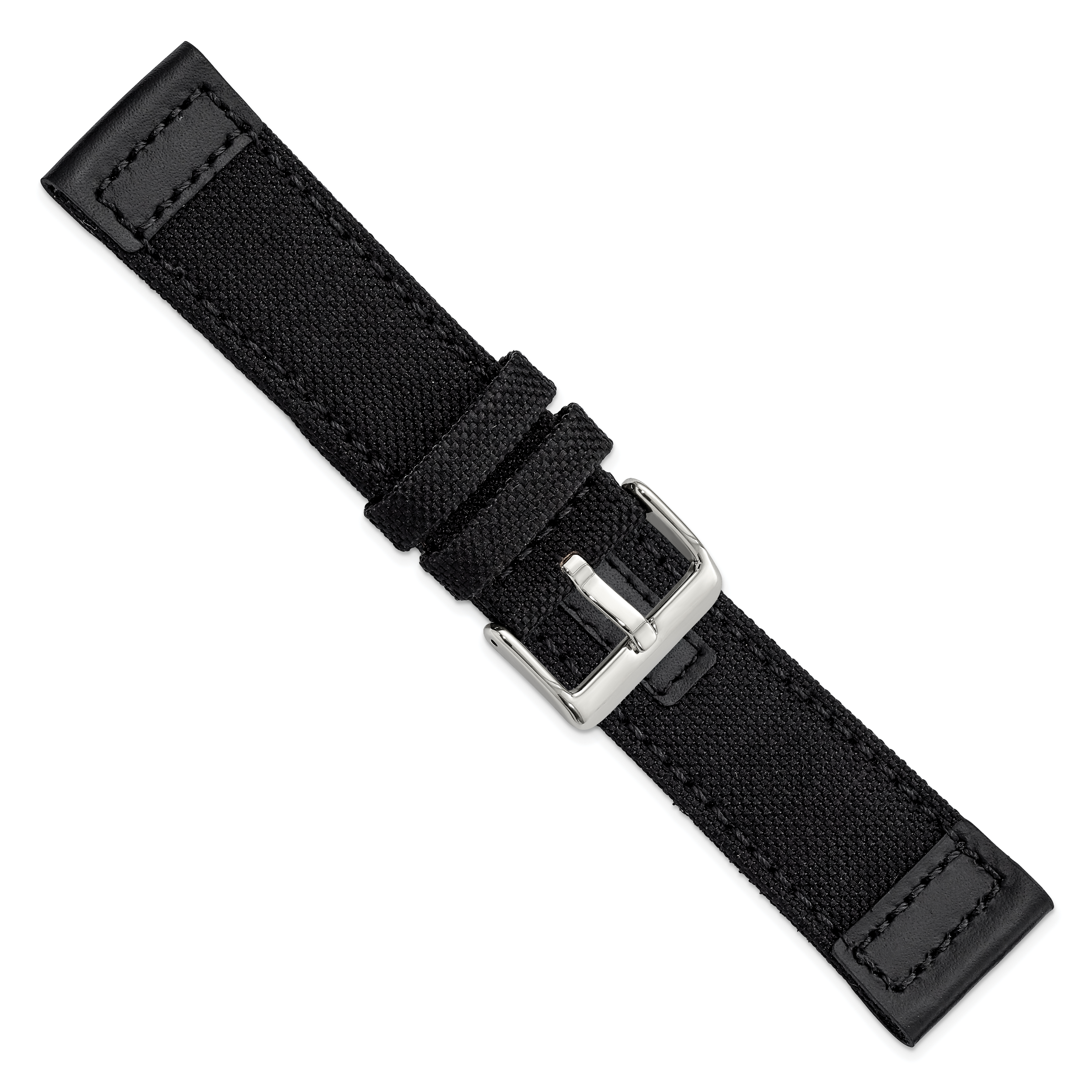 Black Nylon Watch Band with Silver-Tone Buckle 24mm