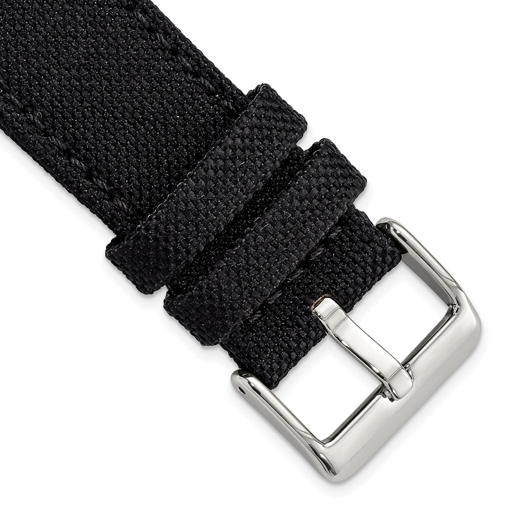 Black Nylon Watch Band with Silver-Tone Buckle 24mm
