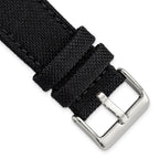 Black Nylon Watch Band with Silver-Tone Buckle 24mm