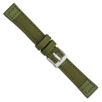18mm Olive Nylon Canvas with Leather Trim and Silver-tone Panerai Style Buckle 7.75 inch Watch Band