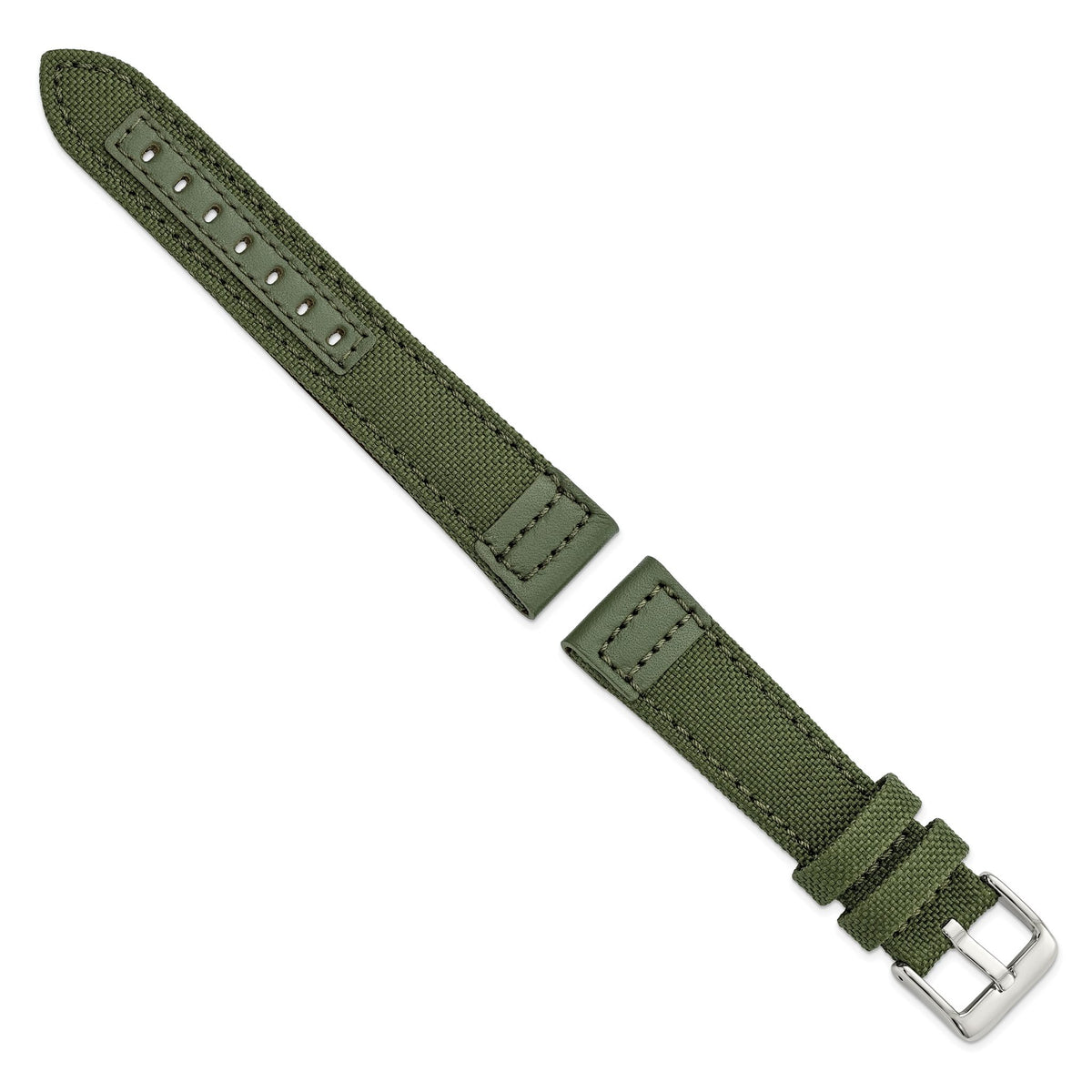 Olive Nylon Canvas & Leather Watch Band in Fabric - Sophia Jewelers