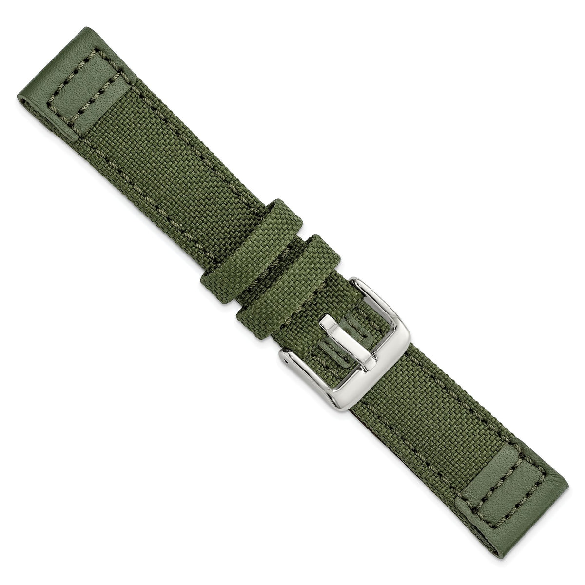 Olive Nylon Canvas & Leather Watch Band in Fabric - Sophia Jewelers