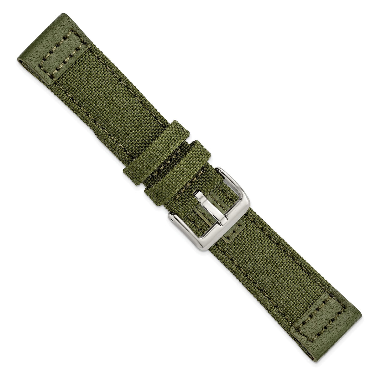 Olive Nylon Canvas & Leather Watch Band in Fabric - Sophia Jewelers