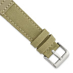 Beige Nylon Canvas Watch Band with Leather Trim, 20mm
