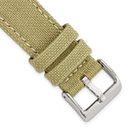 Beige Nylon Canvas Watch Band with Leather Trim, 20mm