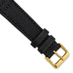 Black Nylon Canvas Watch Band with Leather Lining, 24mm