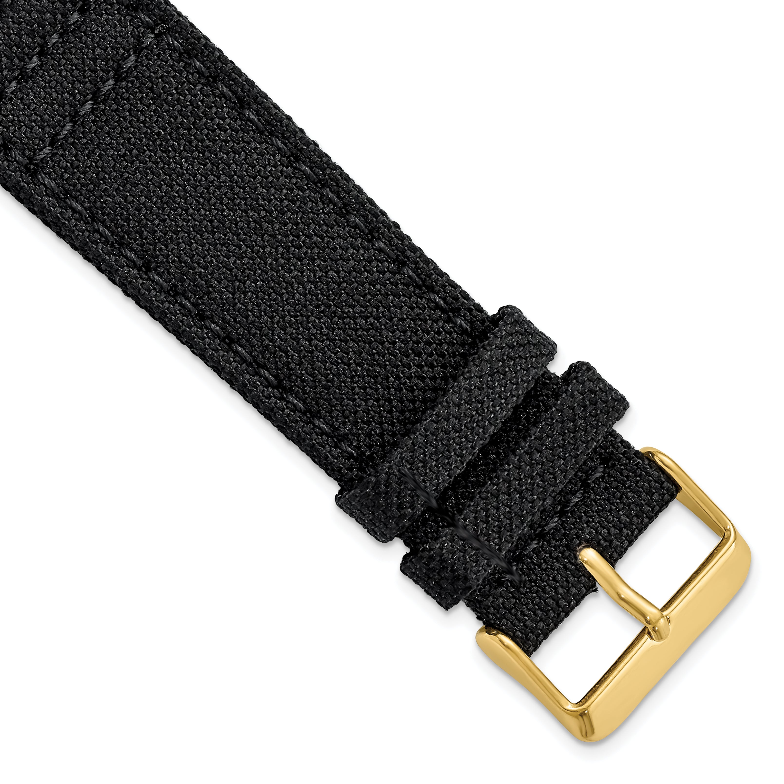 Black Nylon Canvas Watch Band with Leather Lining, 24mm