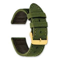 18mm Olive Nylon Canvas with Black Leather Lining and Gold-tone Buckle 7.75 inch Watch Band