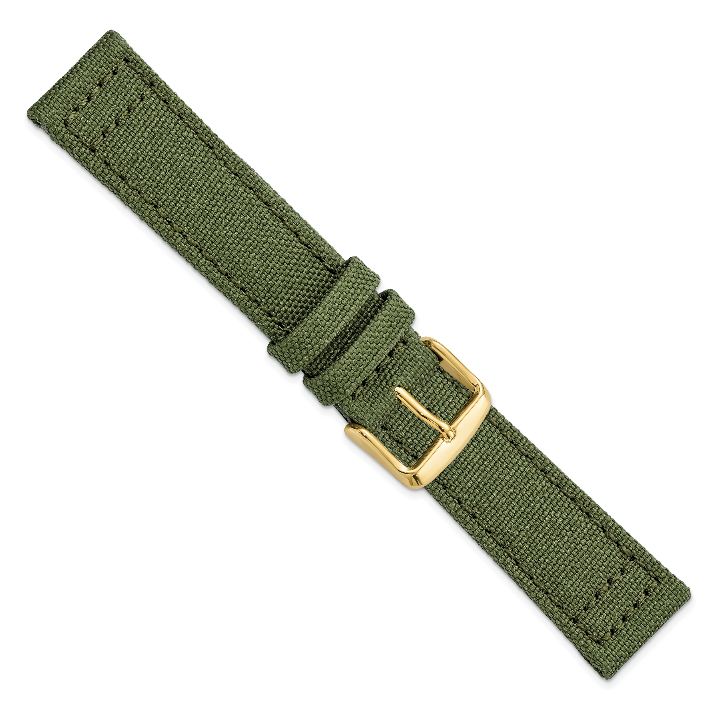 18mm Olive Nylon Canvas with Black Leather Lining and Gold-tone Buckle 7.75 inch Watch Band