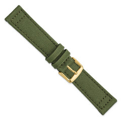 18mm Olive Nylon Canvas with Black Leather Lining and Gold-tone Buckle 7.75 inch Watch Band