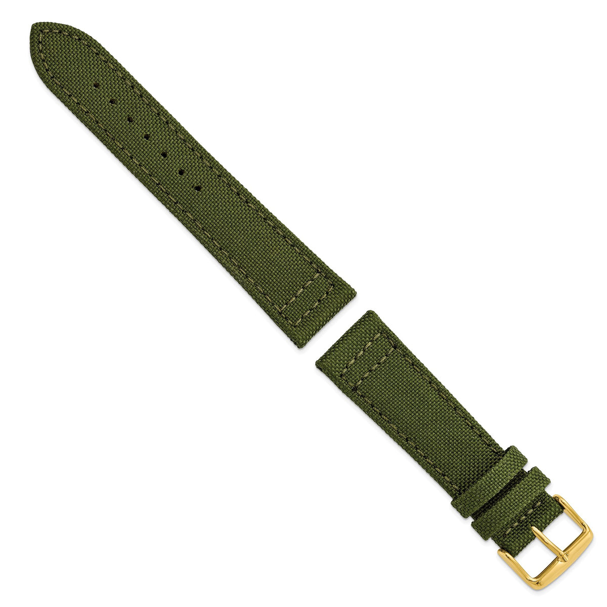 DeBeer 22mm Olive Nylon Canvas with Black Leather Lining and Gold-tone Buckle 7.75 inch Watch Band