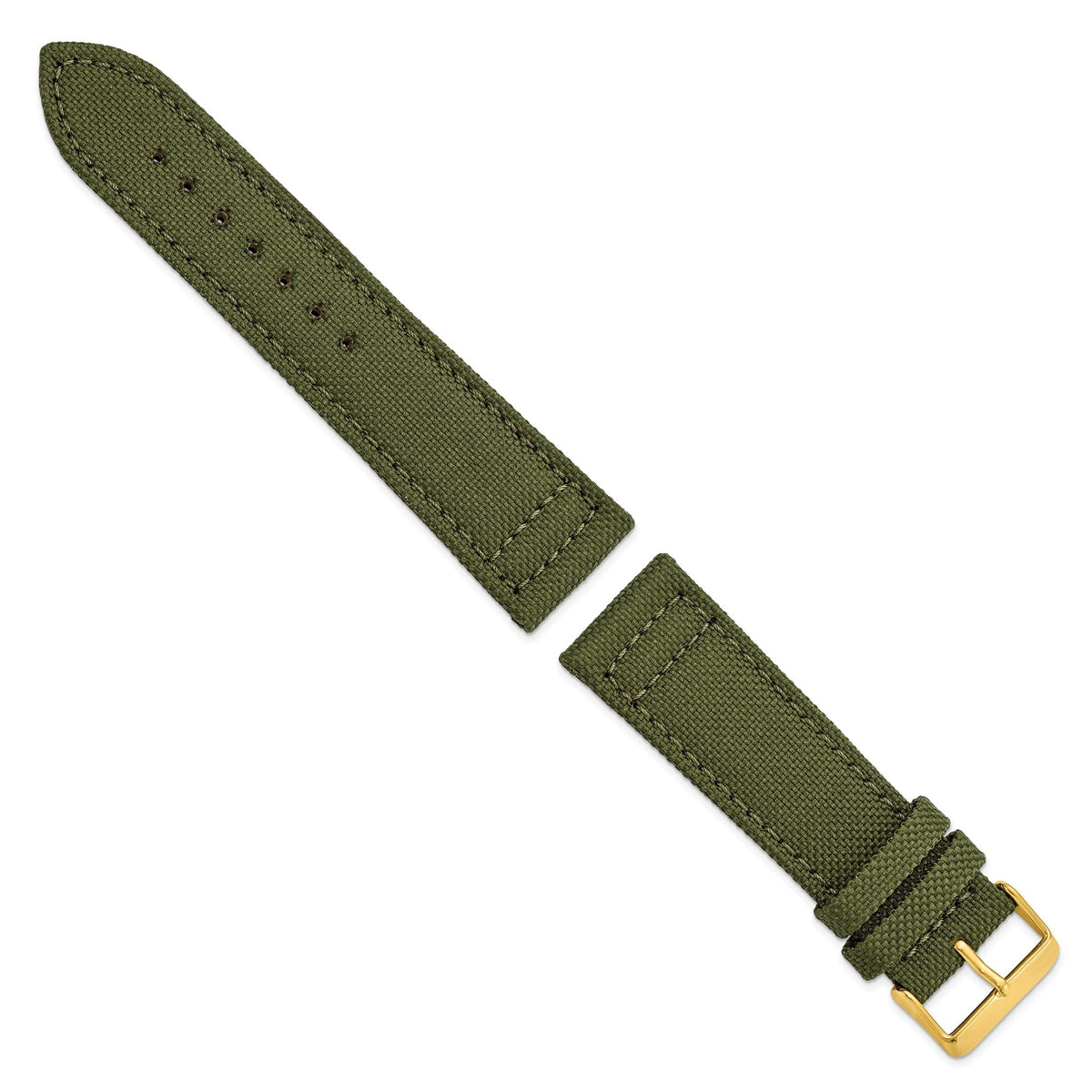 DeBeer 24mm Olive Nylon Canvas with Black Leather Lining and Gold-tone Buckle 7.75 inch Watch Band