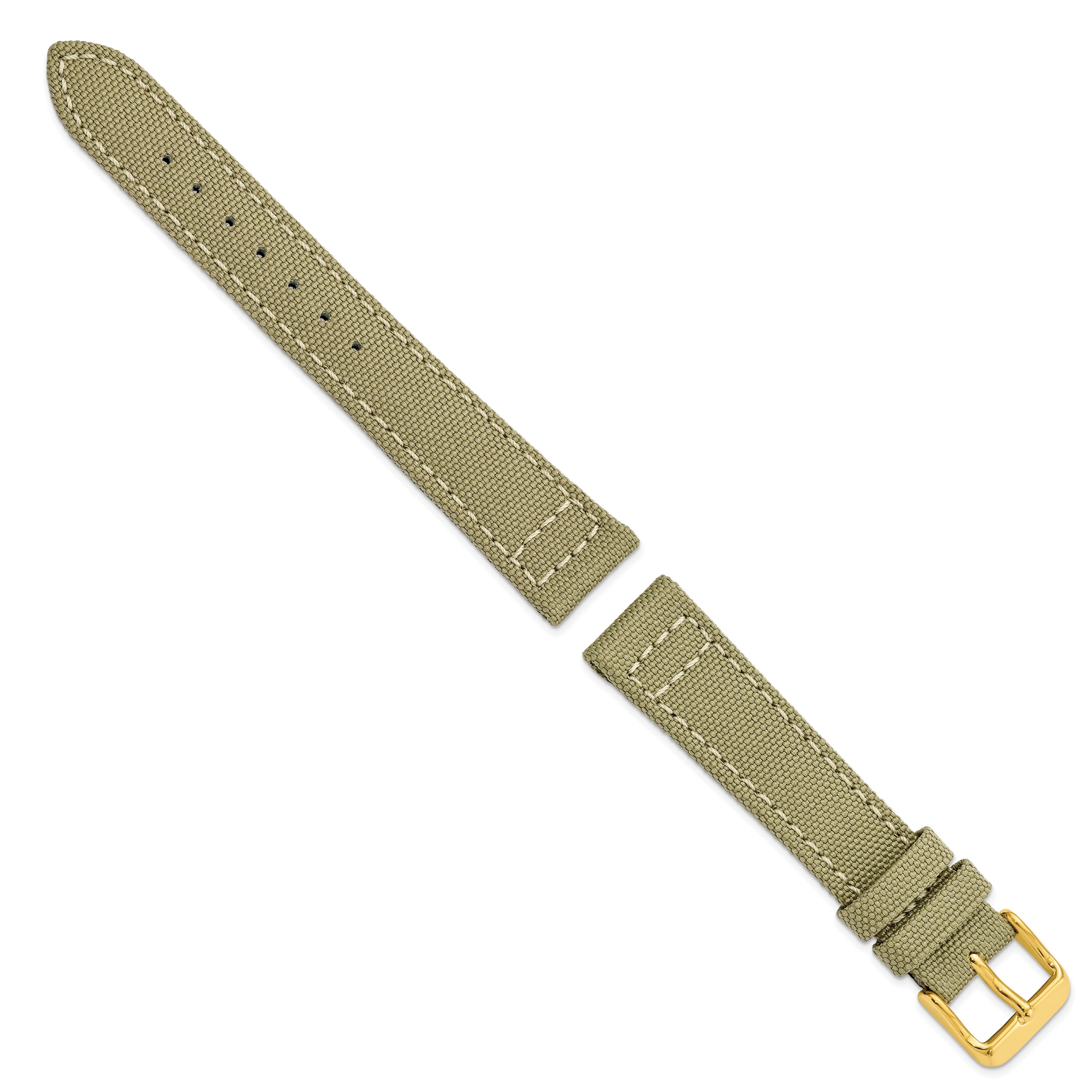 18mm Beige Nylon Canvas with Black Leather Lining and Gold-tone Buckle 7.75 inch Watch Band