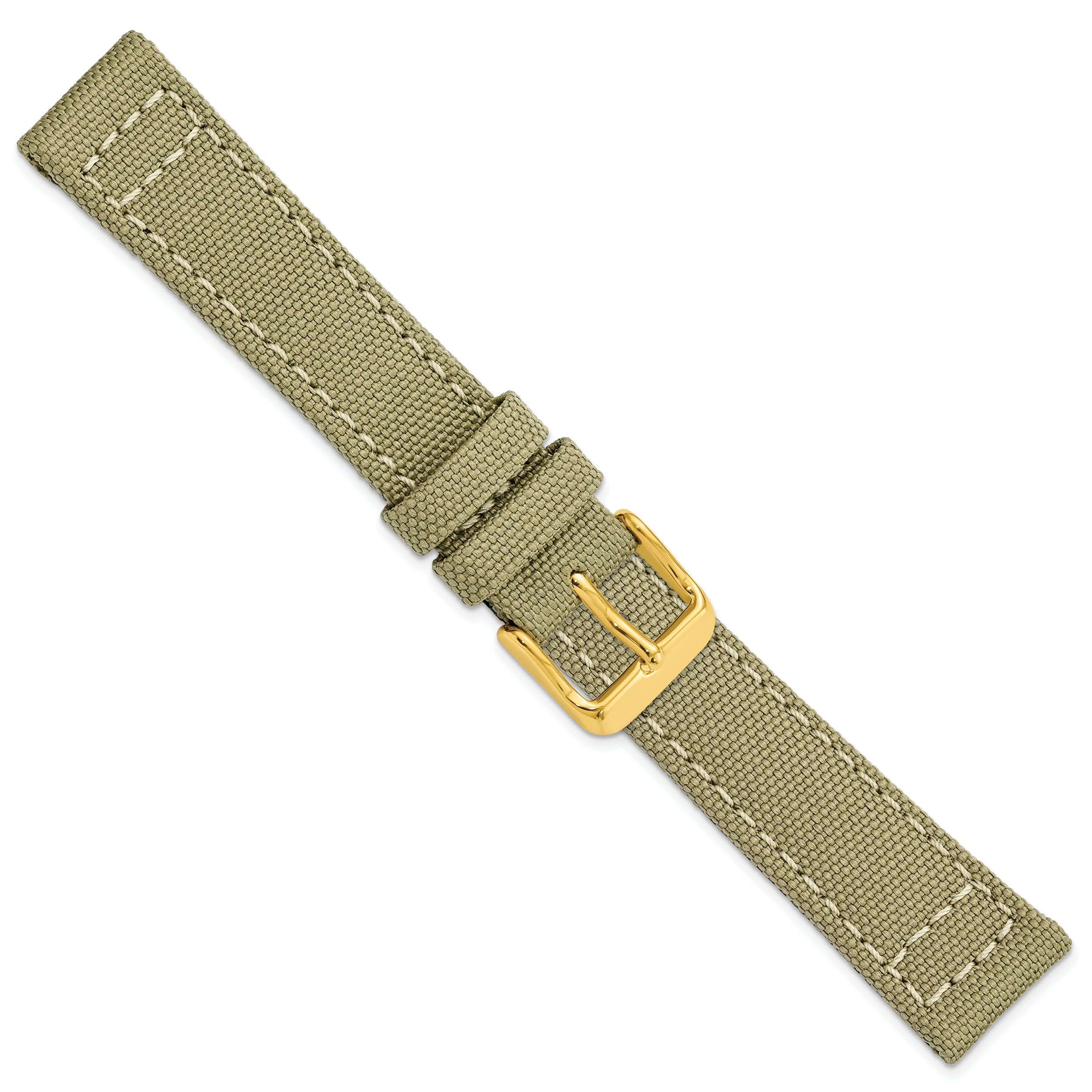 18mm Beige Nylon Canvas with Black Leather Lining and Gold-tone Buckle 7.75 inch Watch Band