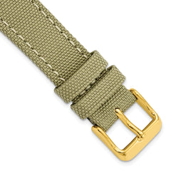 18mm Beige Nylon Canvas with Black Leather Lining and Gold-tone Buckle 7.75 inch Watch Band
