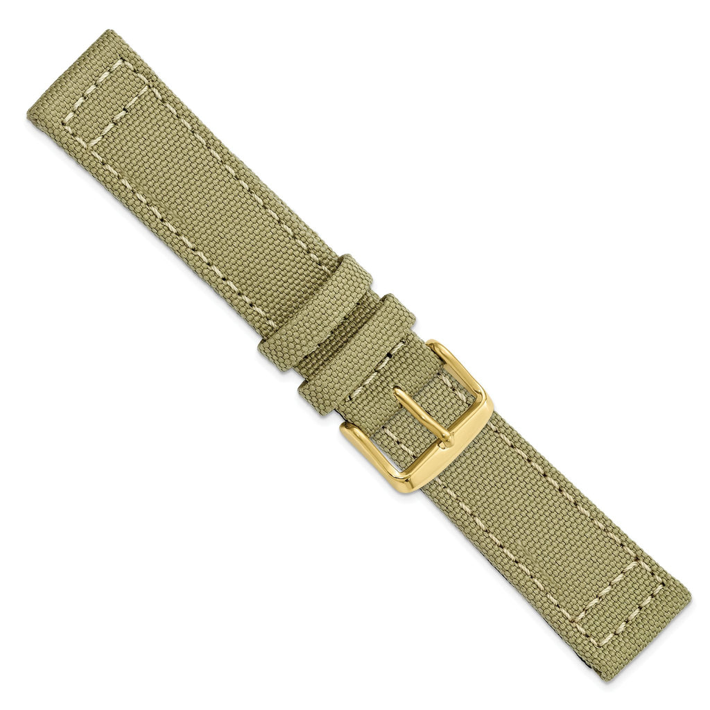 DeBeer 20mm Beige Nylon Canvas with Black Leather Lining and Gold-tone Buckle 7.75 inch Watch Band