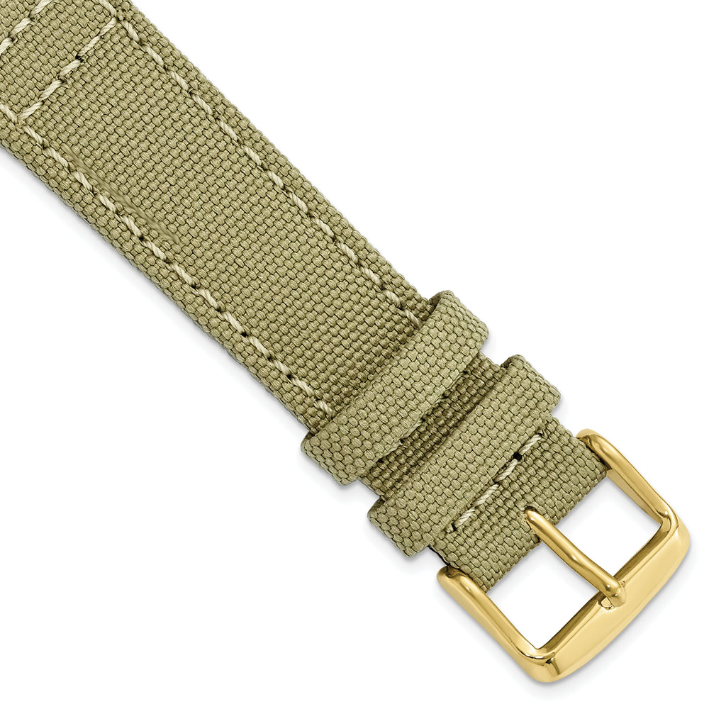 Beige Canvas Watch Band with Leather Lining, 20mm