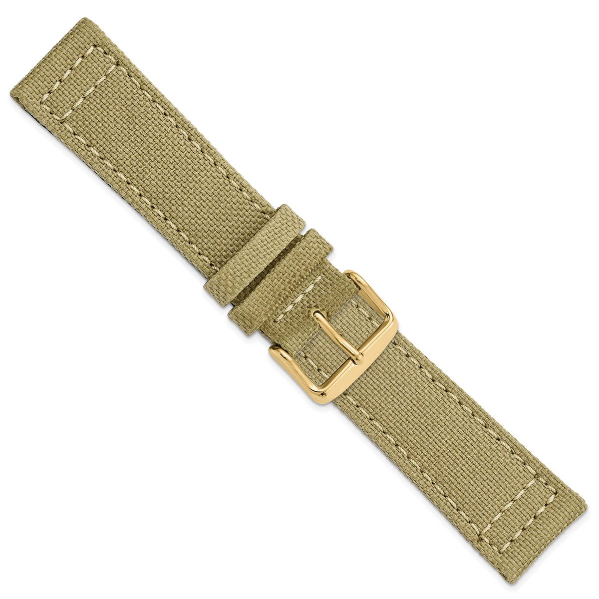 DeBeer 22mm Beige Nylon Canvas with Black Leather Lining and Gold-tone Buckle 7.75 inch Watch Band