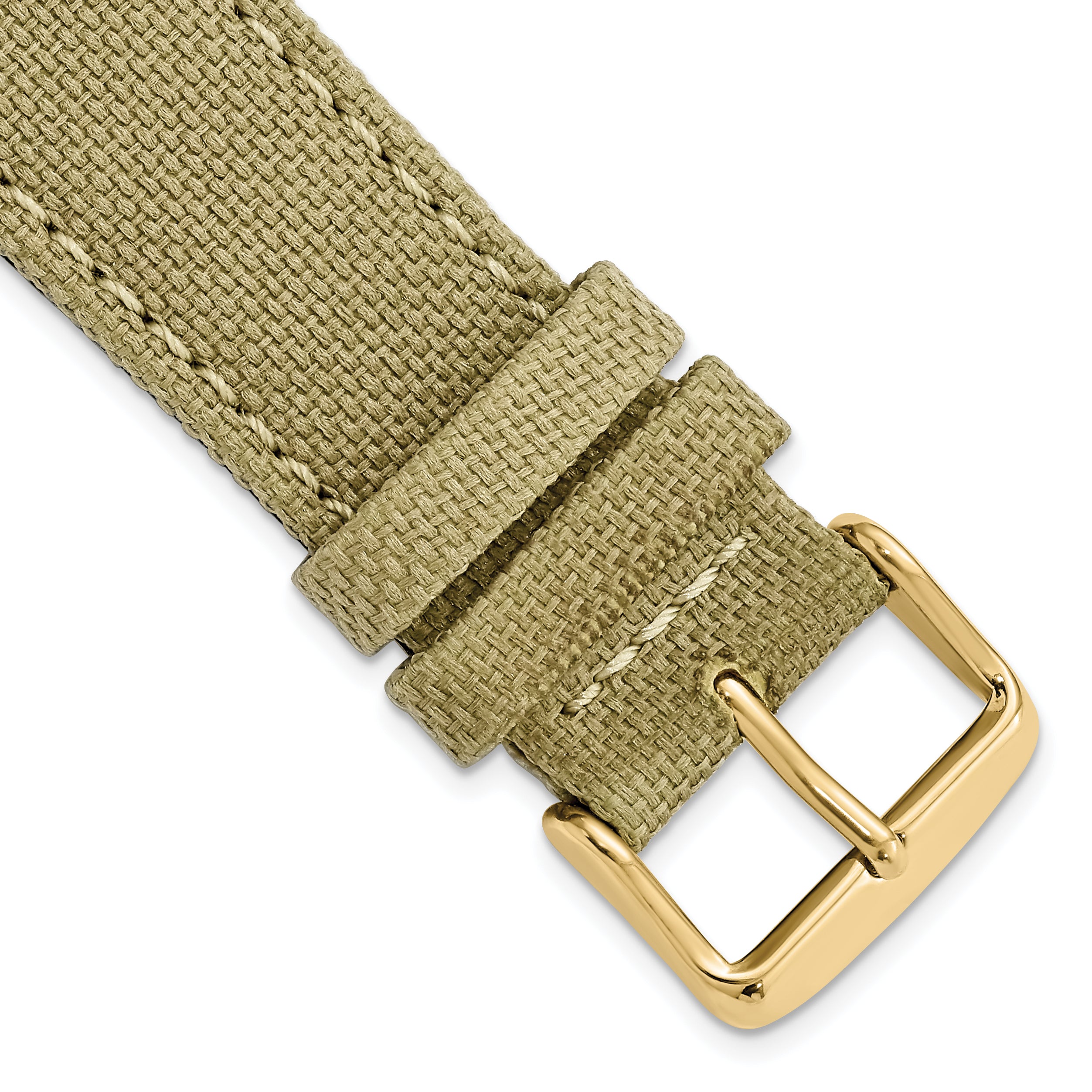 Beige Canvas Watch Band with Leather Lining, 20mm