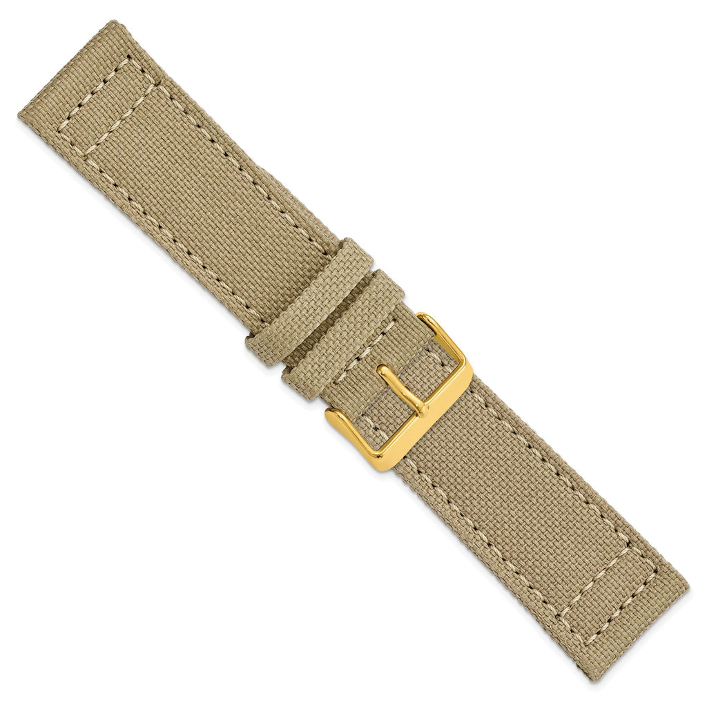 DeBeer 24mm Beige Nylon Canvas with Black Leather Lining and Gold-tone Buckle 7.75 inch Watch Band