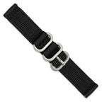 18mm Two-Piece Black Ballistic Nylon with Brushed Stainless Steel Buckle and Quick Release Spring Bars 8.5 inch Watch Band