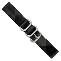 18mm Two-Piece Black Ballistic Nylon with Brushed Stainless Steel Buckle and Quick Release Spring Bars 8.5 inch Watch Band
