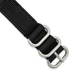 18mm Two-Piece Black Ballistic Nylon with Brushed Stainless Steel Buckle and Quick Release Spring Bars 8.5 inch Watch Band