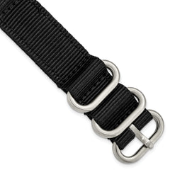18mm Two-Piece Black Ballistic Nylon with Brushed Stainless Steel Buckle and Quick Release Spring Bars 8.5 inch Watch Band
