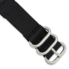 18mm Two-Piece Black Ballistic Nylon with Brushed Stainless Steel Buckle and Quick Release Spring Bars 8.5 inch Watch Band