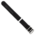Black Nylon Watch Band with Silver-Tone Buckle 22mm