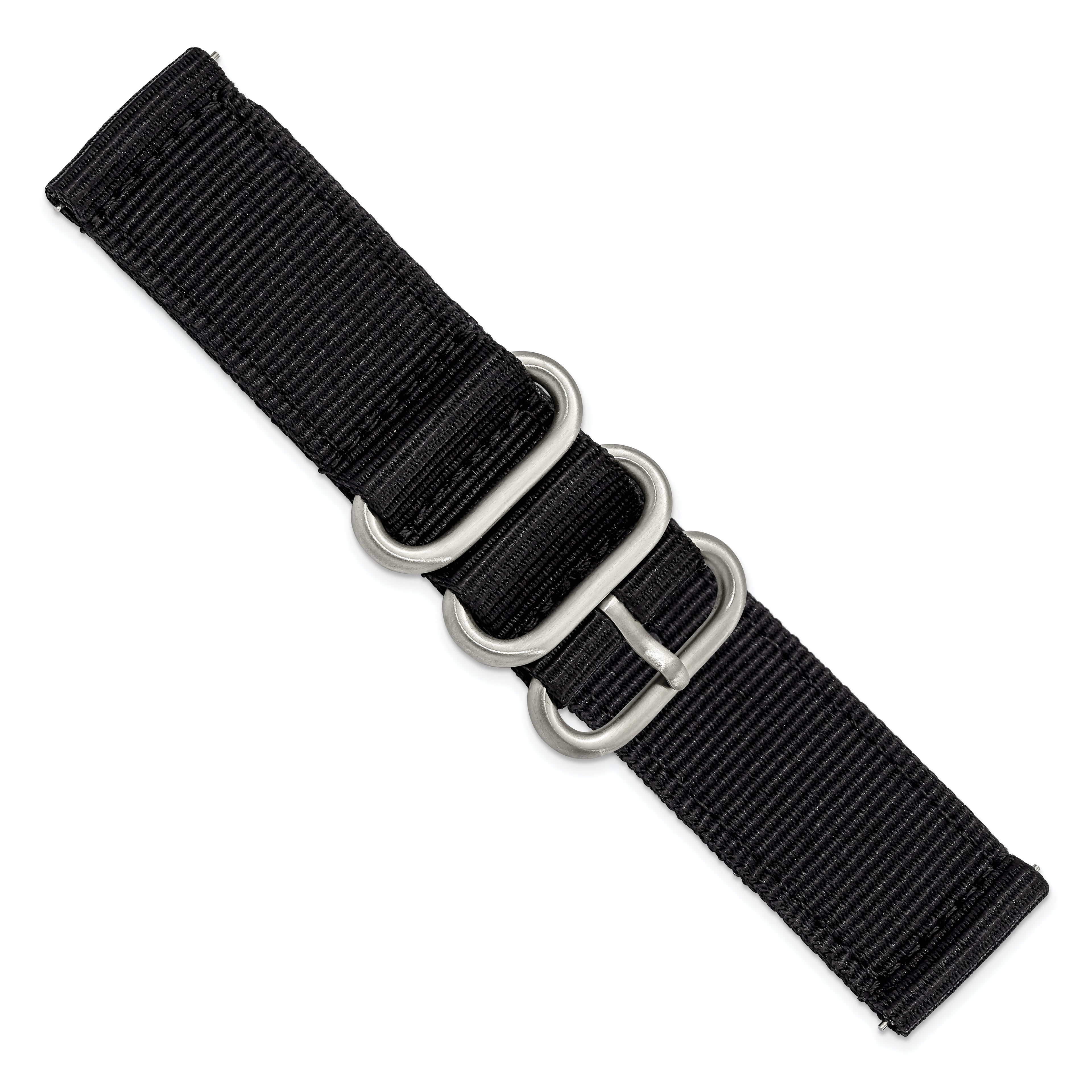 Black Nylon Watch Band with Silver-Tone Buckle 22mm