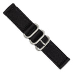 Black Ballistic Nylon Watch Band in Brushed Stainless Steel, 18mm - Sophia Jewelers
